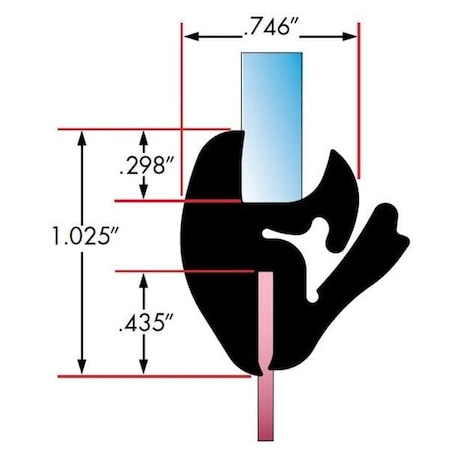 Fairchild Industries One Piece Rubber Glass Sealing Weatherstrip, 25Ft, Each, 0599-25 0599-25